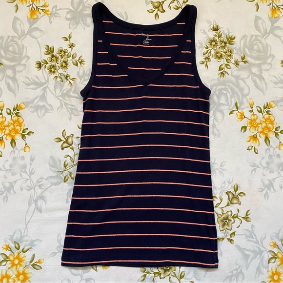 Old Navy Tops - Gap Size L Navy/Pink Striped V-Neck Tank